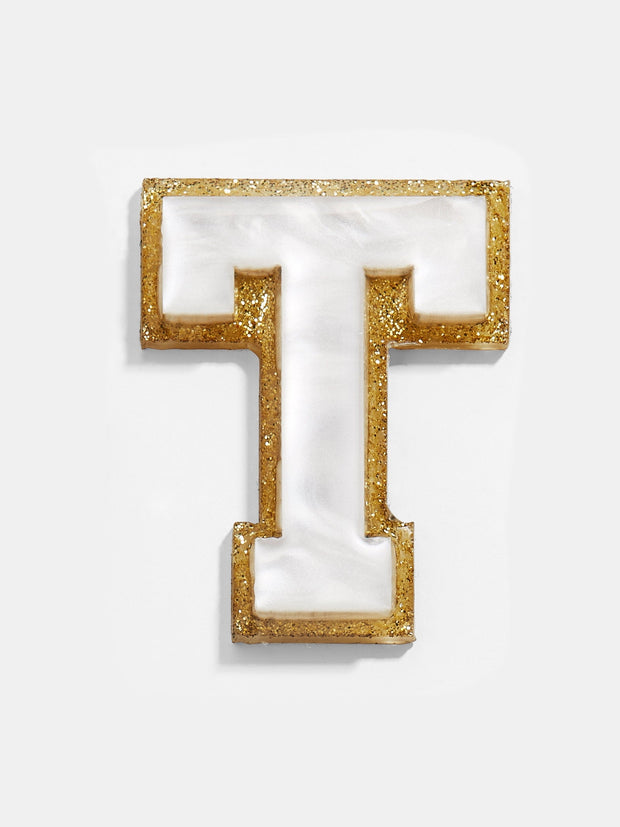 Varsity Initial Sticker - White/Gold