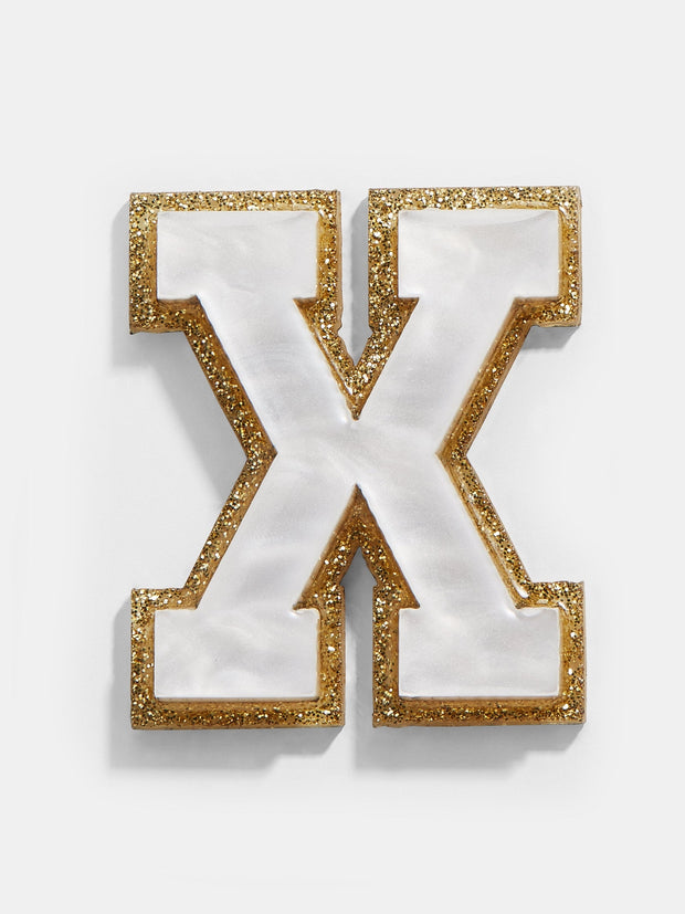 Varsity Initial Sticker - White/Gold