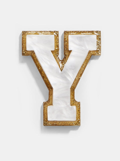 Varsity Initial Sticker - White/Gold