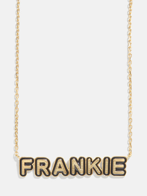 18K Gold Enamel Custom Nameplate Necklace