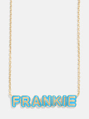 18K Gold Enamel Custom Nameplate Necklace