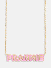 18K Gold Enamel Custom Nameplate Necklace