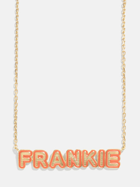 18K Gold Enamel Custom Nameplate Necklace