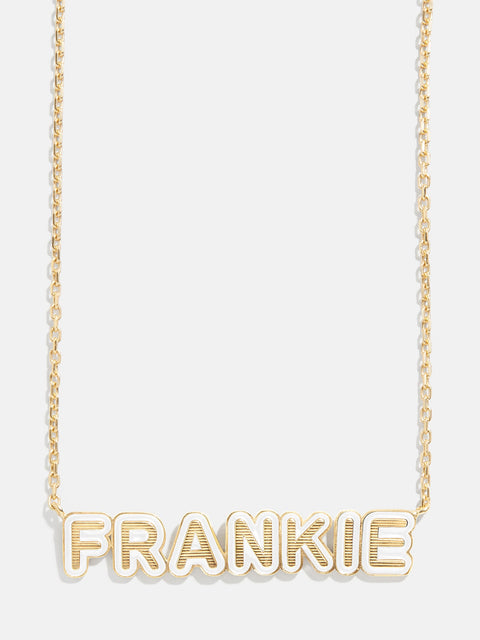 18K Gold Enamel Custom Nameplate Necklace