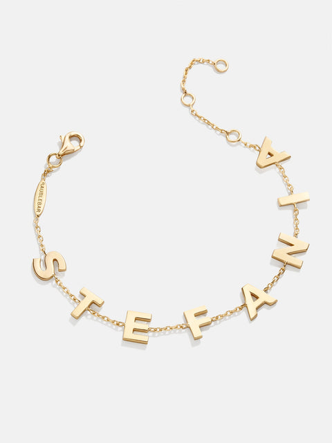 18K Gold Custom Spaced Letter Name Bracelet - Gold