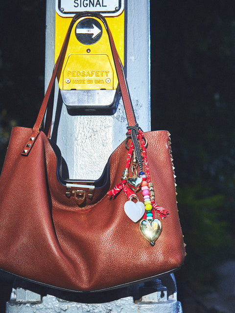 Braided Bandana Bag Charm - Red