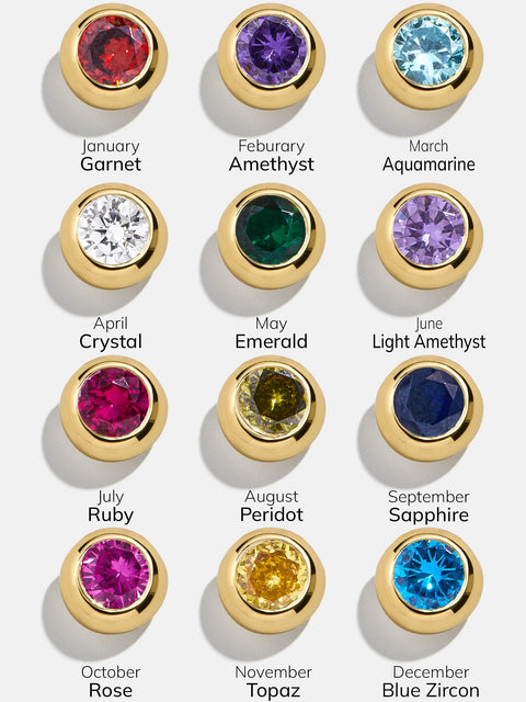 18K Gold Birthstone Huggie Earrings - Crystal