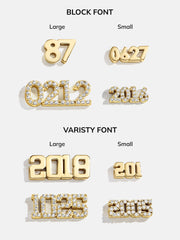 18K Gold Block Font Custom Number Bracelet - Block Font Numbers