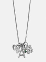 Silver Pave Initial Cluster Charm - J