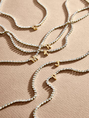 Ruth Initial Tennis Necklace - Gold/Pavé