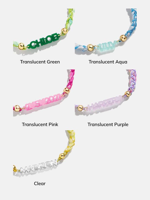 Kids' Custom Acrylic Nameplate Bracelet - Translucent Green