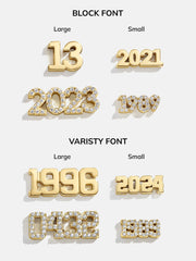 18K Gold Block Font Custom Number Necklace - Block Font Numbers