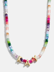 Semi-Precious Custom Nameplate Necklace - Multi