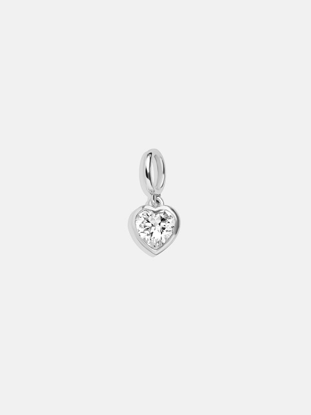 Silver Crystal Heart Cluster Charm - Heart Gem