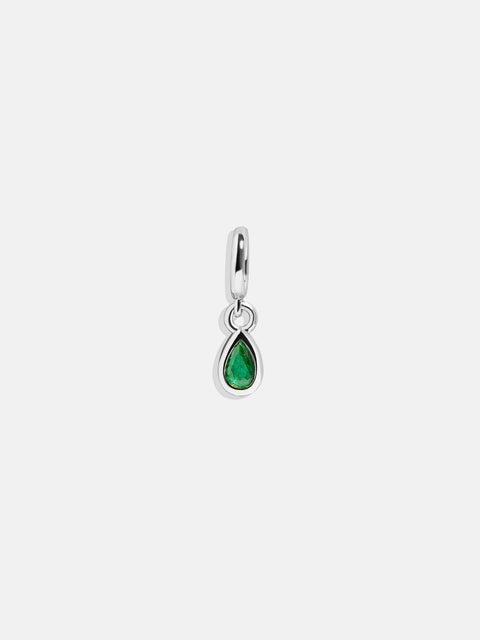 Silver Birthstone Cluster Charm - Emerald