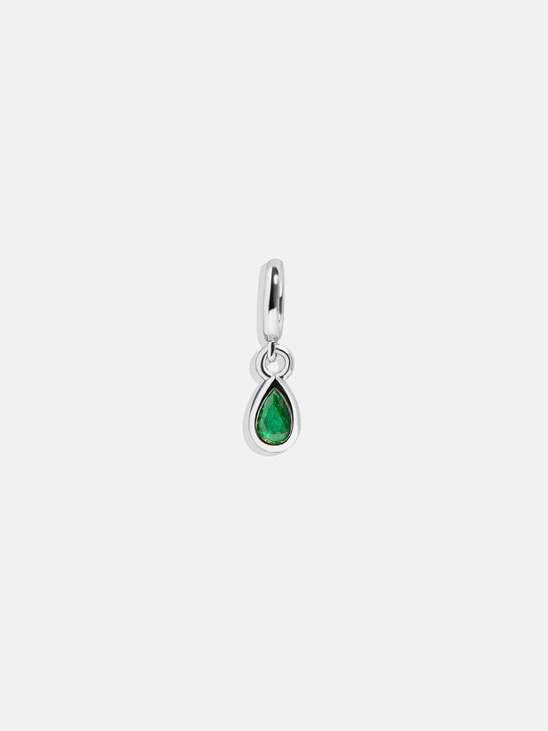 Silver Birthstone Cluster Charm - Emerald