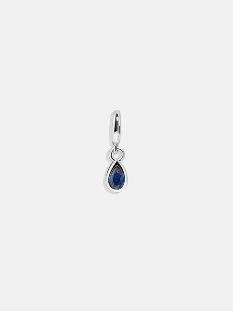 Silver Birthstone Cluster Charm - Sapphire