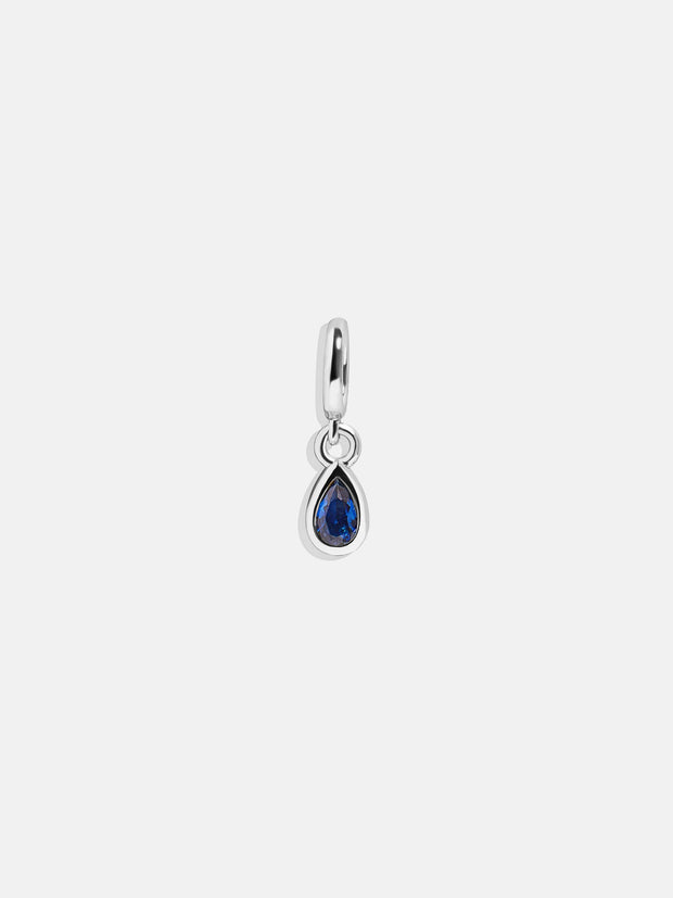 Silver Birthstone Cluster Charm - Sapphire