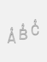 Silver Pave Initial Cluster Charm - A