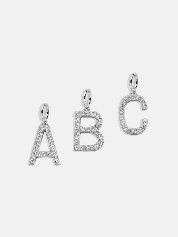 Silver Pave Initial Cluster Charm - A