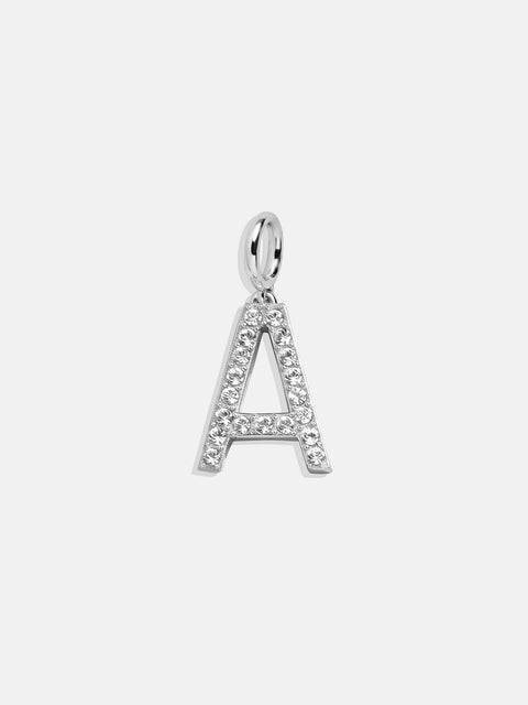 Silver Pave Initial Cluster Charm - A