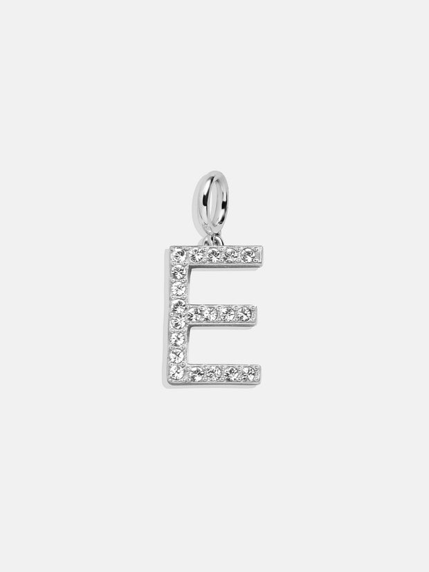 Silver Pave Initial Cluster Charm - E