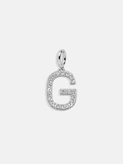 Silver Pave Initial Cluster Charm - G