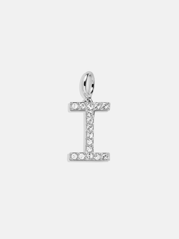 Silver Pave Initial Cluster Charm - I