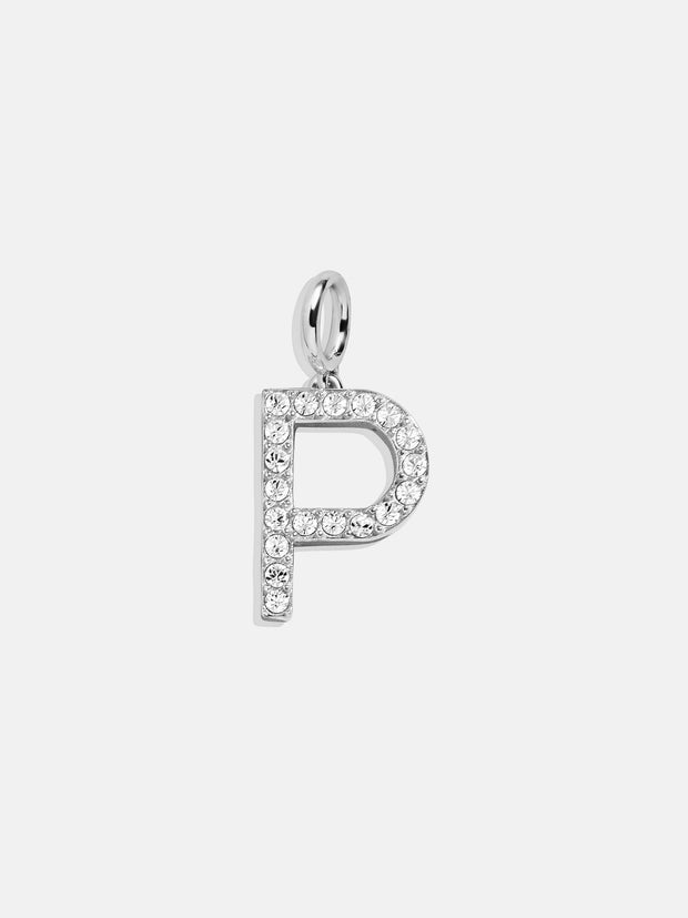 Silver Pave Initial Cluster Charm - P