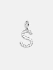 Silver Pave Initial Cluster Charm - S