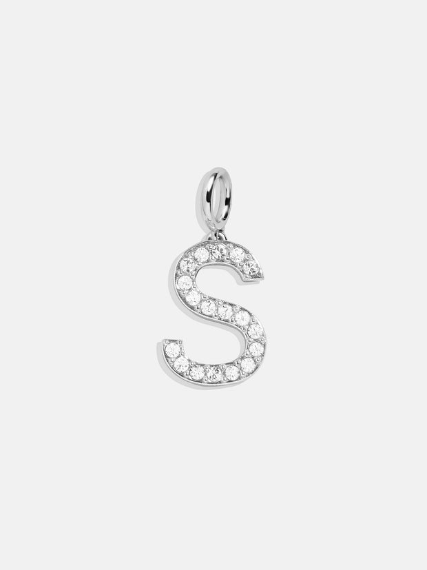 Silver Pave Initial Cluster Charm - S