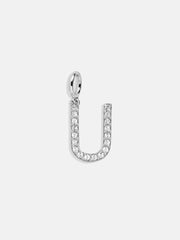 Silver Pave Initial Cluster Charm - U