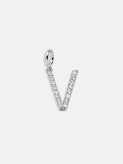 Silver Pave Initial Cluster Charm - V