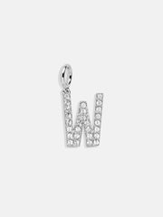 Silver Pave Initial Cluster Charm - W