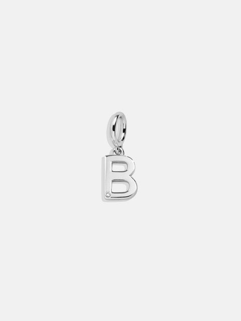 Classic Silver Initial Cluster Charm - B